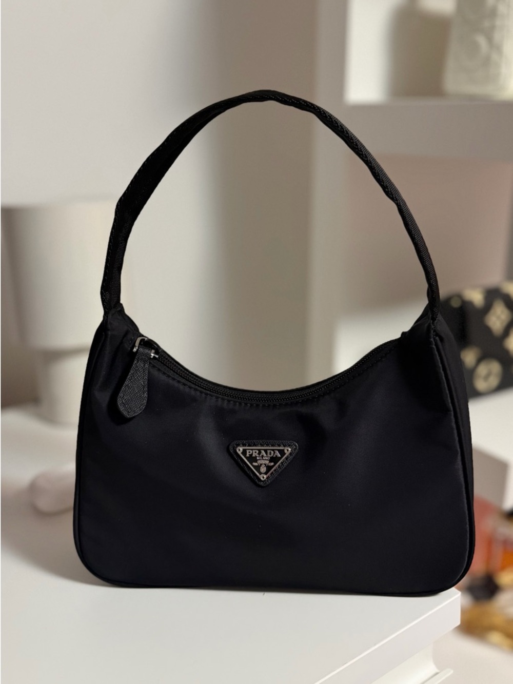 Prada Black Nylon Shoulder Hobo Bag